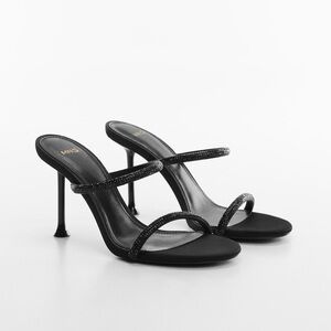 Heeled sandals with rhinestone straps